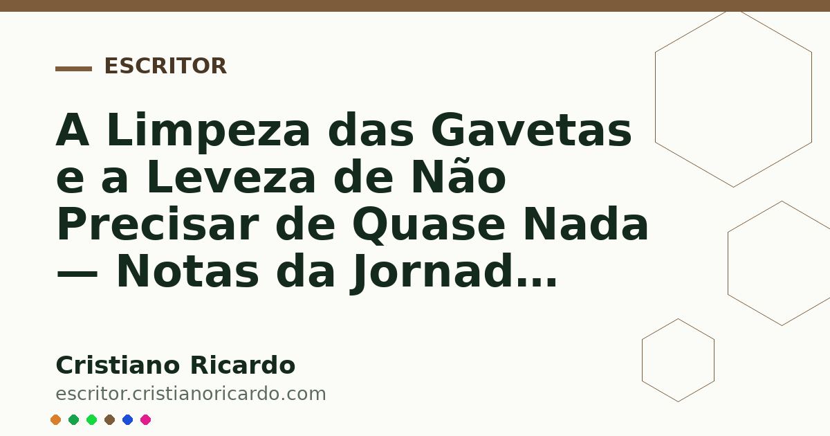 Card OG automático: A Limpeza das Gavetas e a Leveza de Não Precisar de Quase Nada — Notas da Jornada (2012)