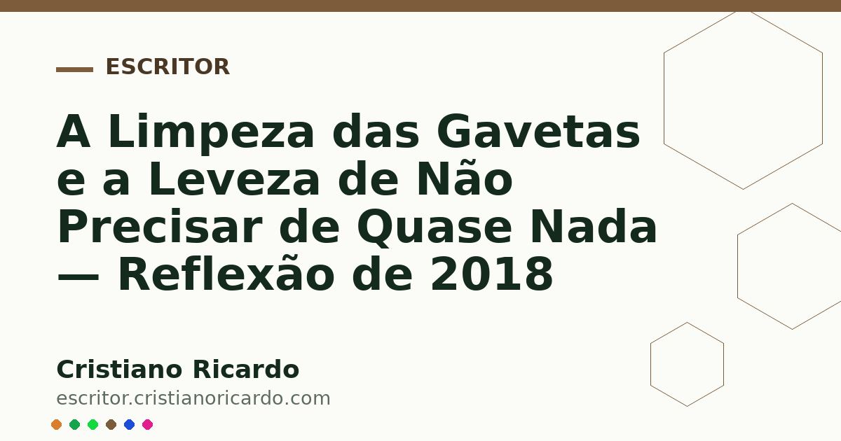 Card OG automático: A Limpeza das Gavetas e a Leveza de Não Precisar de Quase Nada — Reflexão de 2018