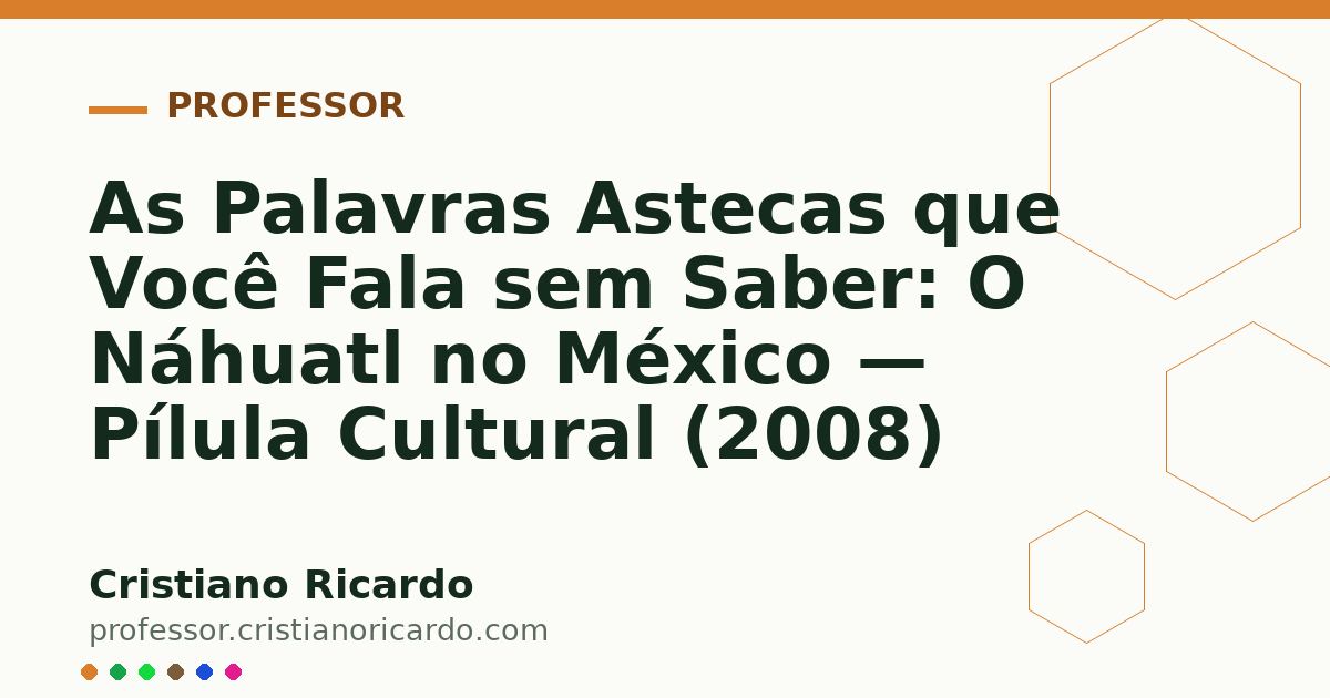 Card OG automático: As Palavras Astecas que Você Fala sem Saber: O Náhuatl no México — Pílula Cultural (2008)
