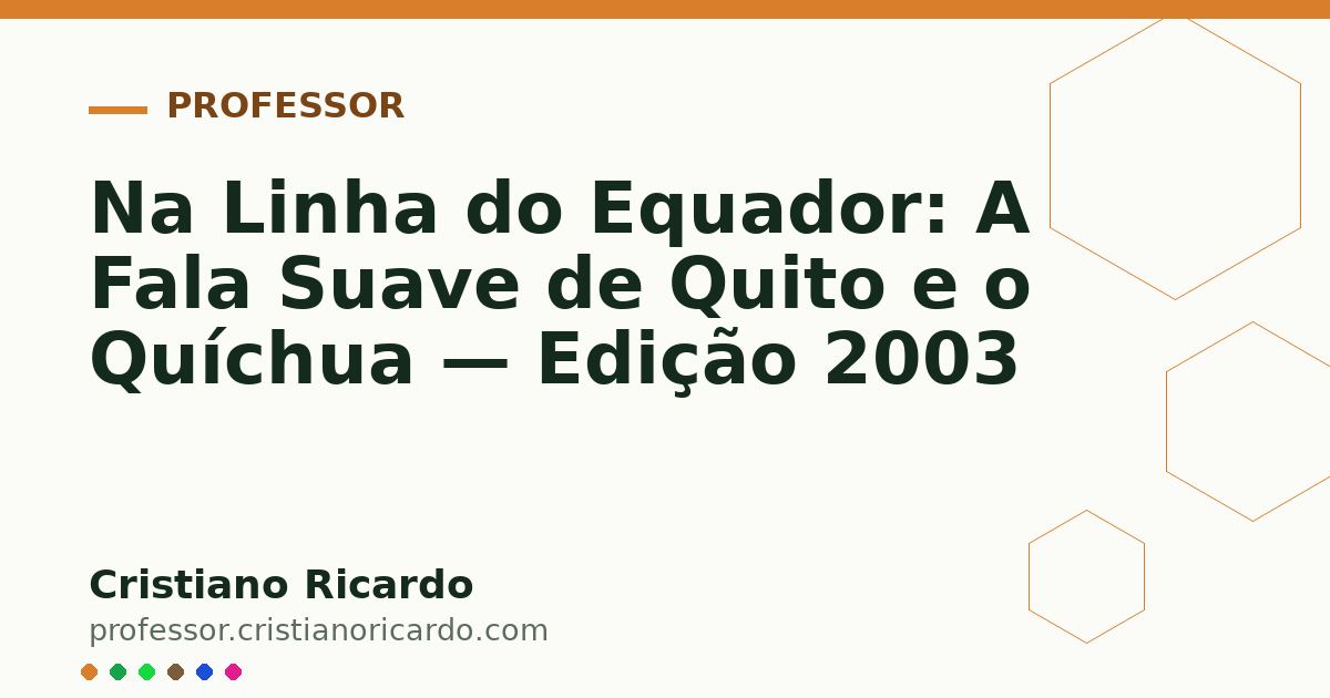 Card OG automático: Na Linha do Equador: A Fala Suave de Quito e o Quíchua — Edição 2003