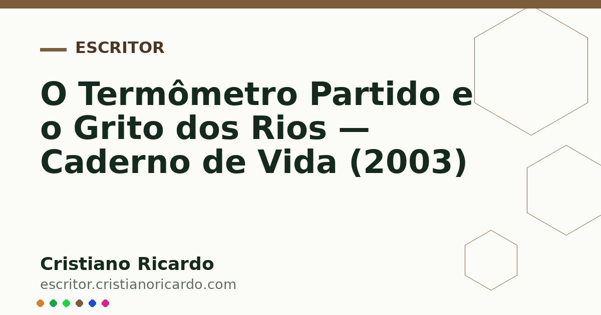Card OG automático: O Termômetro Partido e o Grito dos Rios — Caderno de Vida (2003)