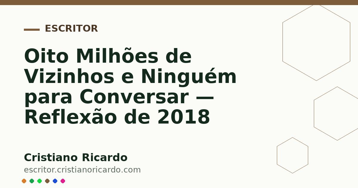 Card OG automático: Oito Milhões de Vizinhos e Ninguém para Conversar — Reflexão de 2018