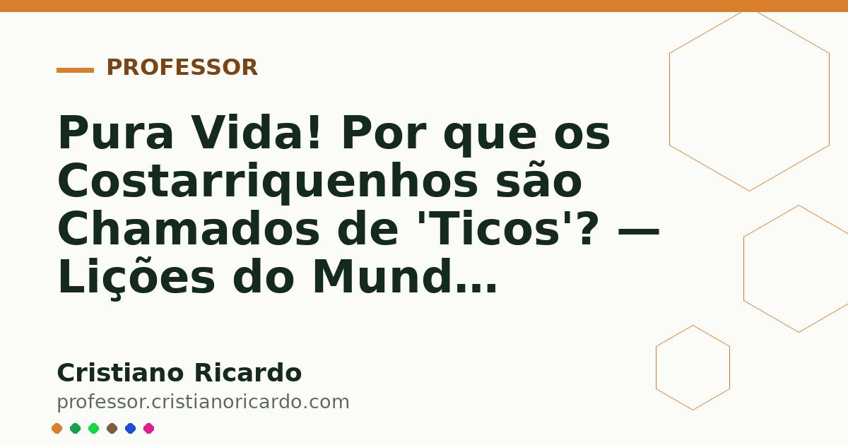 Card OG automático: Pura Vida! Por que os Costarriquenhos são Chamados de 'Ticos'? — Lições do Mundo Hispânico (2017)